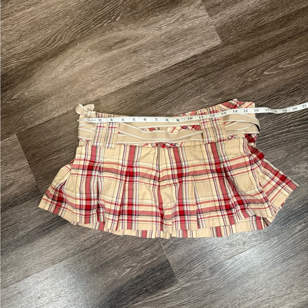 Forever Red and Beige Plaid Mini Skort